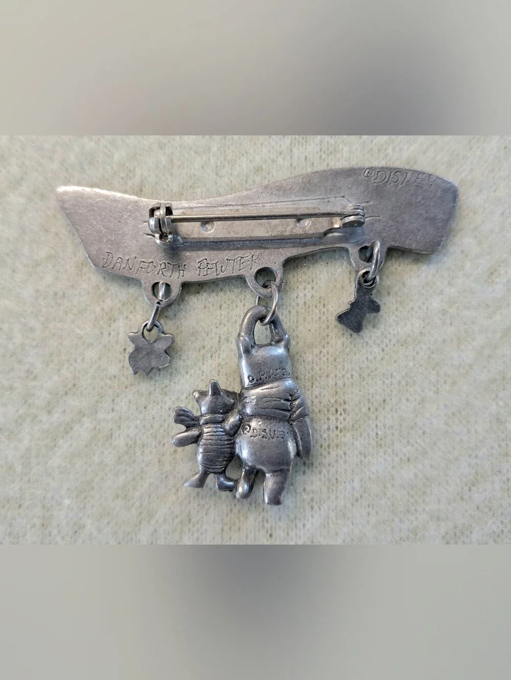 Vintage Disney Danforth Pewter Winnie The Pooh & Piglet Dangle Brooch